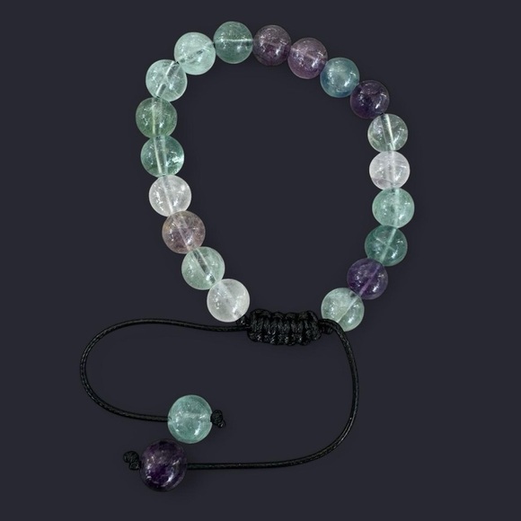 Fluorite Adjustable Gemstone Bead Bracelet 8mm - Picture 1 of 5